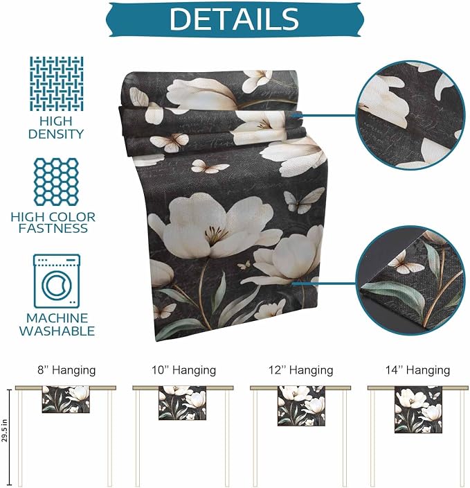 Farmhouse Floral Table Runners 60 Inches Long, Cotton Linen Fabric Table Runner - Image 7