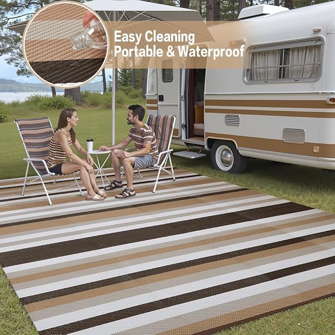 HUGEAR Outdoor Waterproof Rug 6'x9' Plastic Straw Rugs Washable Reversible - Image 5