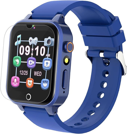 Goodatech Smart Watch for Kids 4-12 Years Boys Girls, 26 Puzzle Games,Camera,Video Music Player,Pedometer,Flashlight,Alarm Clock, Learning Education Toys Gifts (Blue)