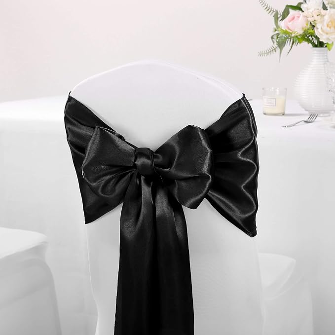 5-Pack Satin Table Runner Black 12 x 108 inches Long, Table Runners - Image 7
