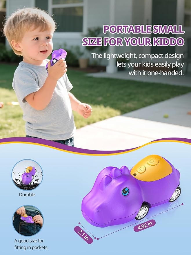 Dinosaur Walkie Talkies for Kids Rechargeable, Dino Toy Cars for Boys & Girls Ages 3-7, Crystal-Clear Audio, 48H Play, Fun Indoor & Backyard, Birthday Xmas Gifts for Toddler, 2 Pack