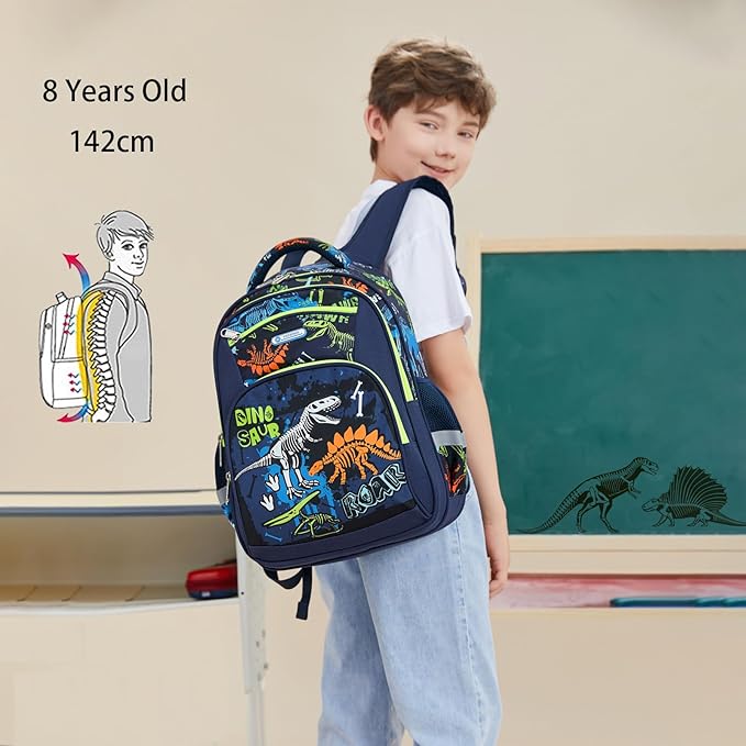 Cusangel Backpack for Boys Girls School Bookbags,Kindergarten Elementary Middle School Lightweight Waterproof Multifunctional Large Capacity for Backpack (17inch Luminous dinosaur)