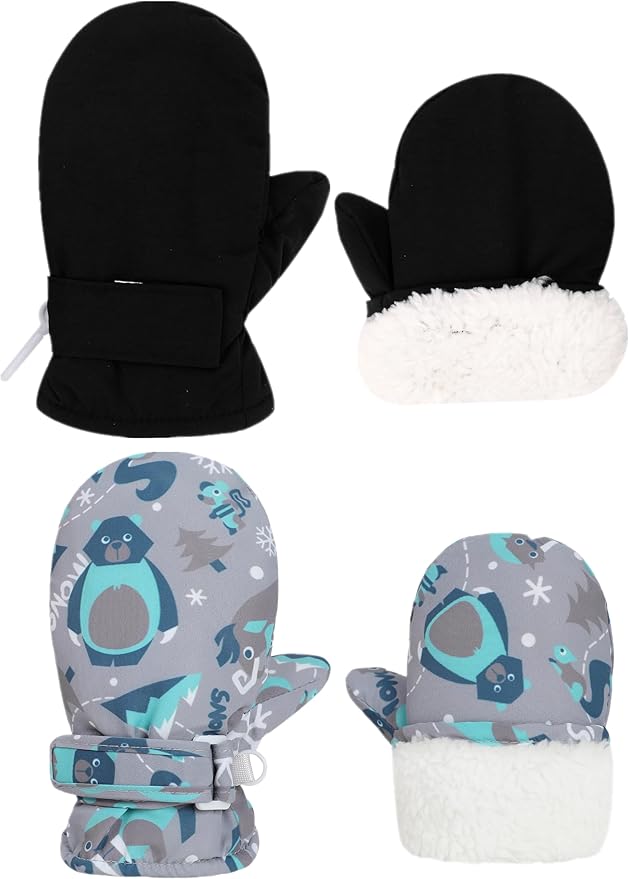 Toddler Gloves Kids Mittens Winter Warm Lined Fleece Gloves Waterproof Snow Baby Mitten for Boys Girls