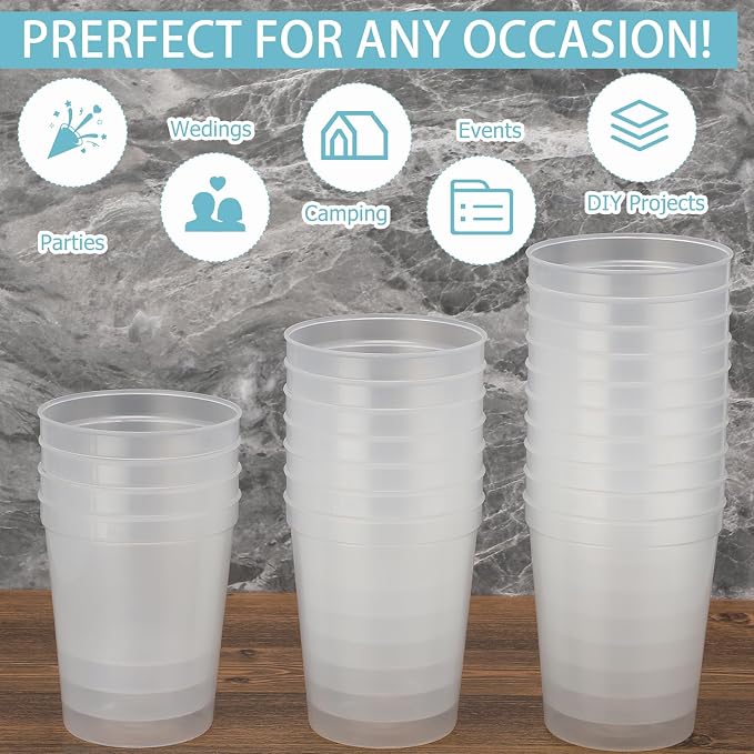 Yungyan 36 Pack 16 oz Stadium Cups Reusable Plastic Cups Blank Drink Stadium - Image 7
