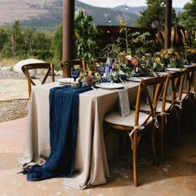 12Pack Navy Blue Cheesecloth Table Runner 20x120inch Gauze Table Runner | Boho - Image 3