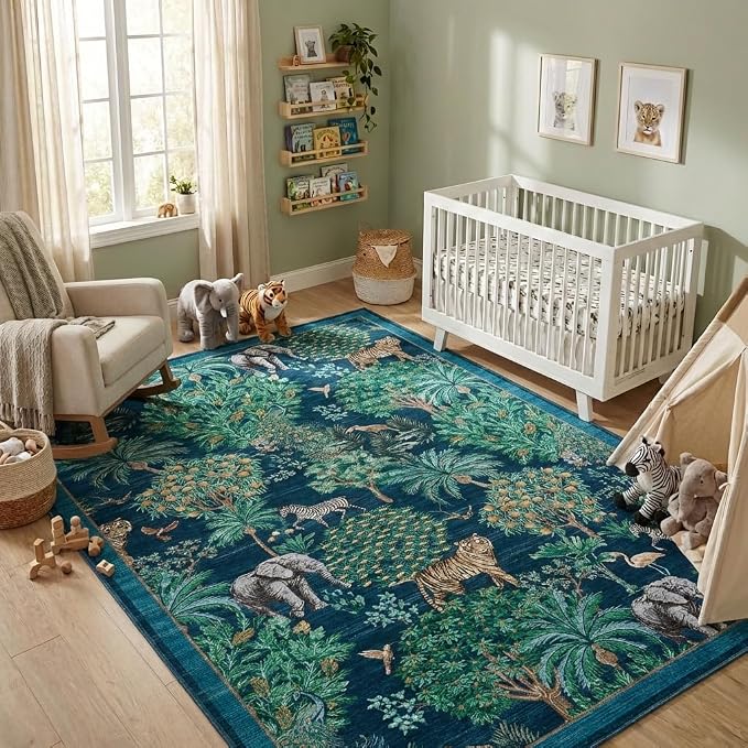 GarveeHome Jungle Animal Print Rug 5x7 Washable Area Rugs - Image 3