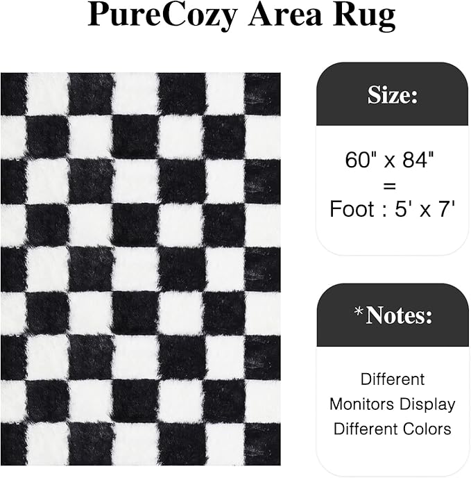 PureCozy Checkered Rug 5x7 for Living Room - Image 2