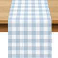 Dusty Blue Gingham Table Runner Blue Checkered Boy Girl Baby Shower Birthday by Buxiuer