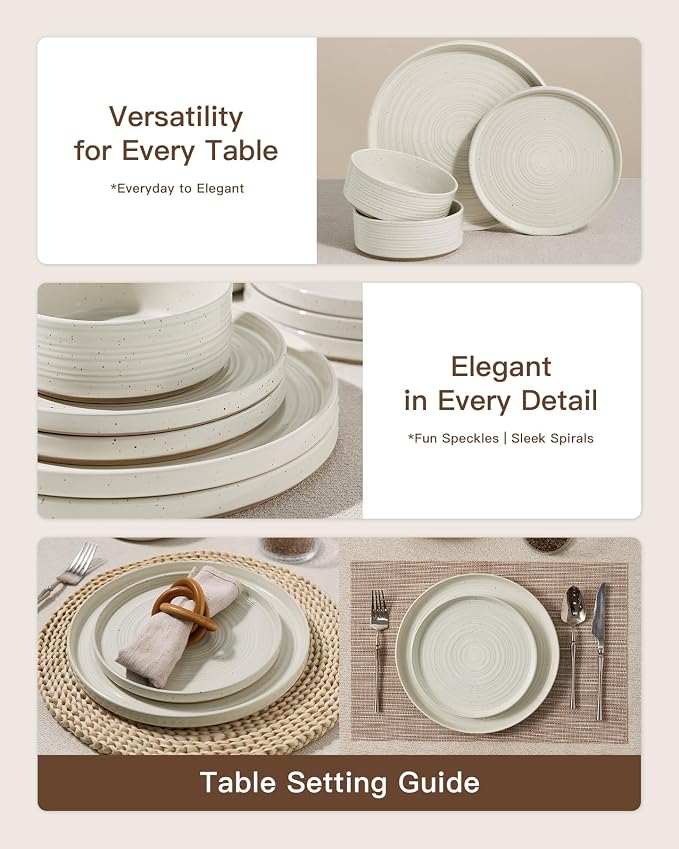 Stoneware Dinnerware Set for 6, Plates and Bowls - Image 4