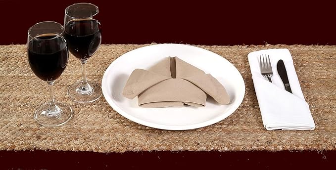 Pack of 1 Handwoven Oval Jute Braided Table Runner 13 x 48 Inch, 100% Natural - Image 4