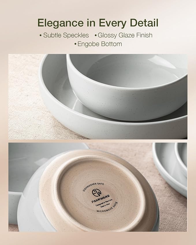 Famiware Milkyway 24-Piece Stoneware Dinnerware Set, Light Gray | Plates and - Image 7