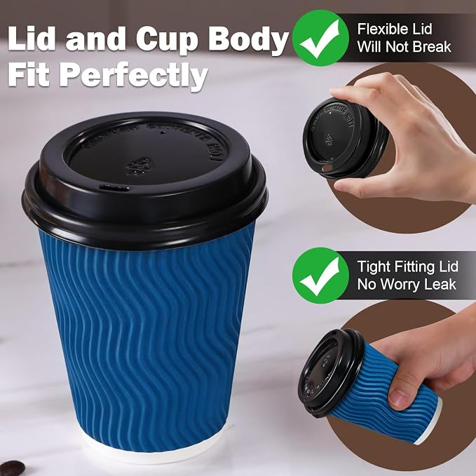 100 Pack 10 oz Insulated Disposable Paper Coffee Cups - Image 5