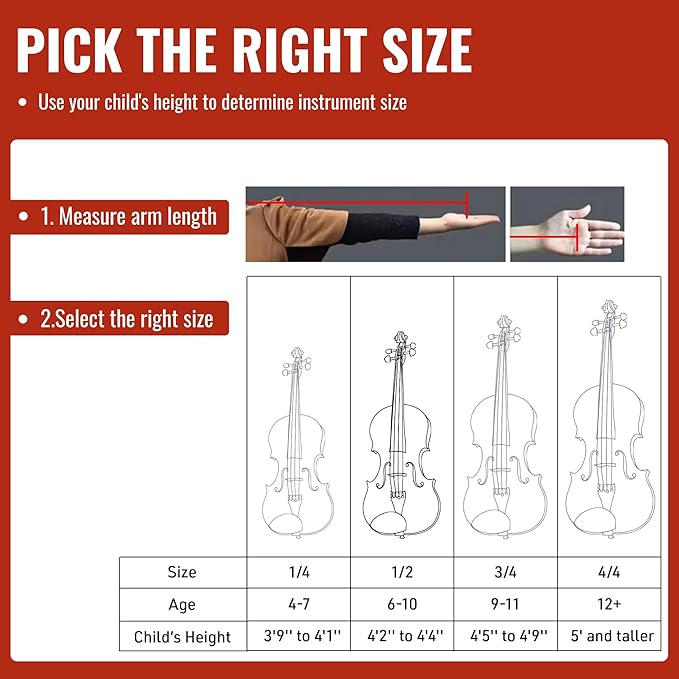 1/2 Size Violin for Kids, Half Size Fiddle - Solid Spruce & Maple with Lightweight Case, Brazilwood Bow, Shoulder Rest, Digital Tuner (Child Beginner Kit MVA-800)