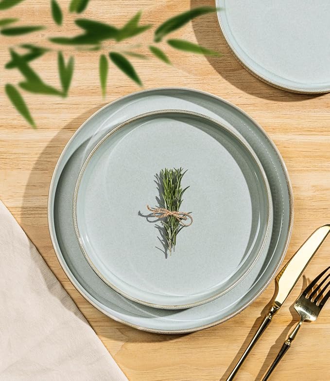 Ceramic Dinnerware Set for 4, 12-Piece Plates and Bowls Set | Lightweight - Image 2