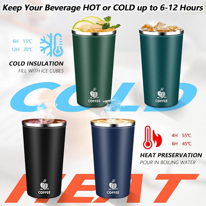 Insulated Travel Coffee Mug Reusable Coffee Tumbler Cup - Image 5