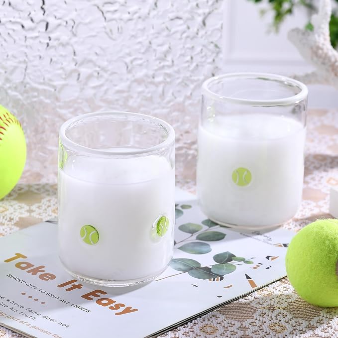 SiliFine 2 Pcs Tennis Ball Icon Juice Glasses - 14oz Tennis Stemless Wine - Image 2