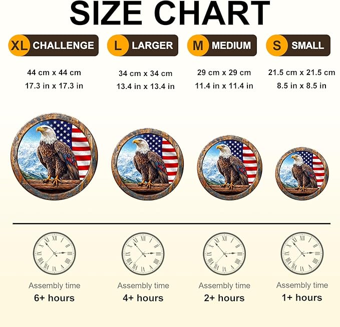 KAAYEE Wooden Puzzles for Adults, 3D Vision Effect Bald Eagle Wooden Jigsaw Puzzle Unique Shape Wood Puzzle Adult, Flat Puzzle Birthday Fathers Family Game (S-8.5 * 8.5in-100pcs)