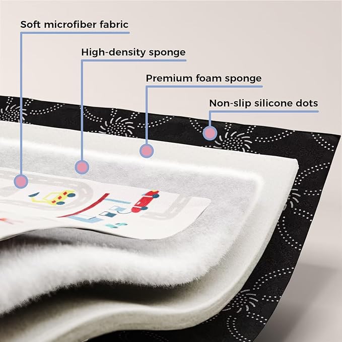 Car Portable Baby Play Mat 50x50 Playpen Mat Upgraded Thicker Baby Floor Play Mat Non-Slip Cushioned Crawling Mat Waterproof Kids Play Mat Activity Playmats for Babies Toddler Tummy Time(50x50, Car)
