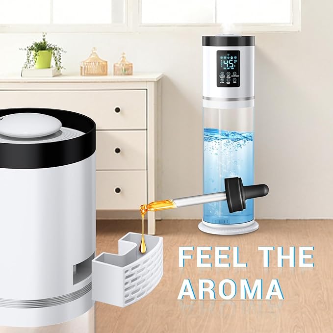 2.1 Gal Humidifiers for Bedroom Large Room, 4 Levels Cool Mist Humidifier with Clear Tank, 7 Color Lights Essential Oil Diffuser with 16H Timer, Top Fill Air Humidifier for Home Plants Office