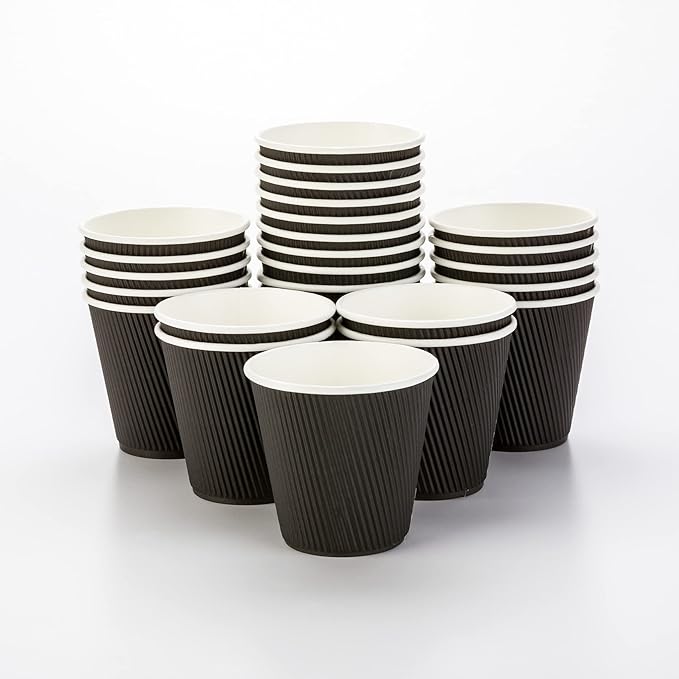 Restaurantware 8 Ounce Double Wall Disposable Coffee Cups, 500 Insulated Black by Restaurantware