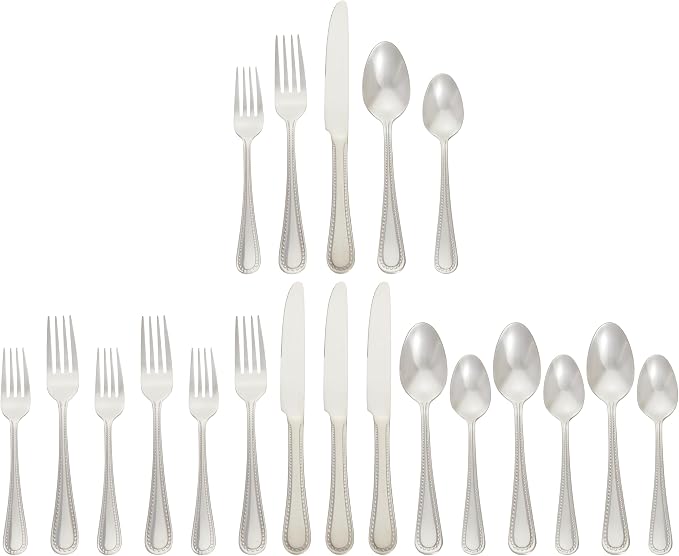 Amazon Basics Silverware Set, Stainless Steel Flatware, Dishwasher Safe by AmazonBasics