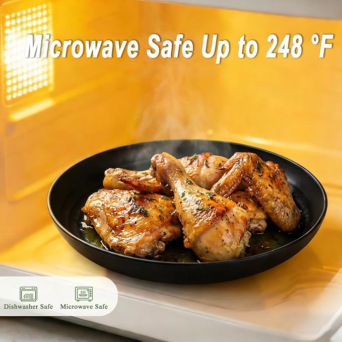 Salad Plates Set of 8, Unbreakable Wheat Straw Plates 9 Inch, Microwavable - Image 4