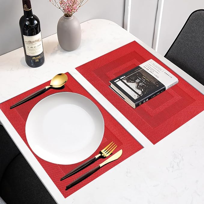PIGCHCY Vinyl Placemats Set of 12 Washable Durable Kitchen Easy to Clean - Image 4