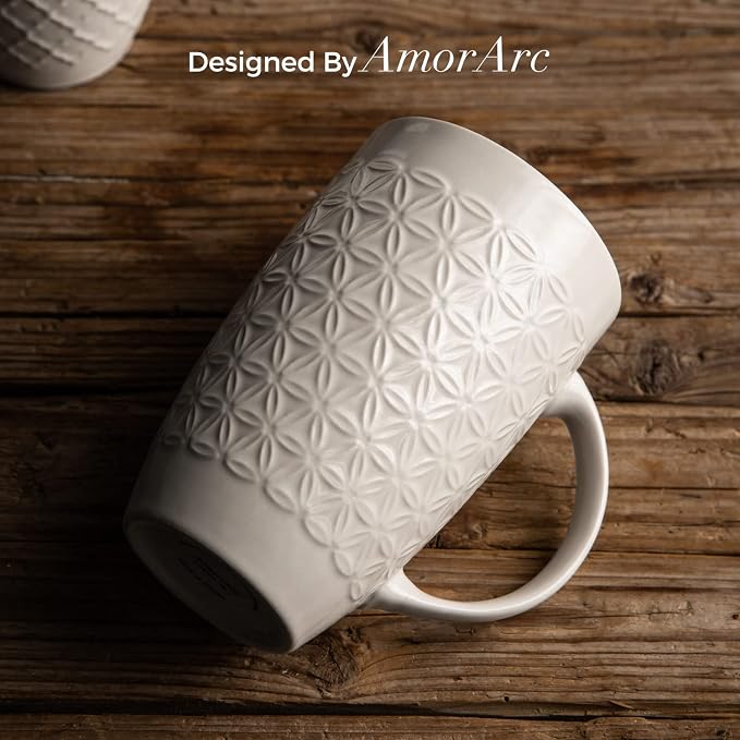 AmorArc 20 oz Large Coffee Mugs Set of 6, Tall Ceramic Coffee Cups | 3 Assorted - Image 4