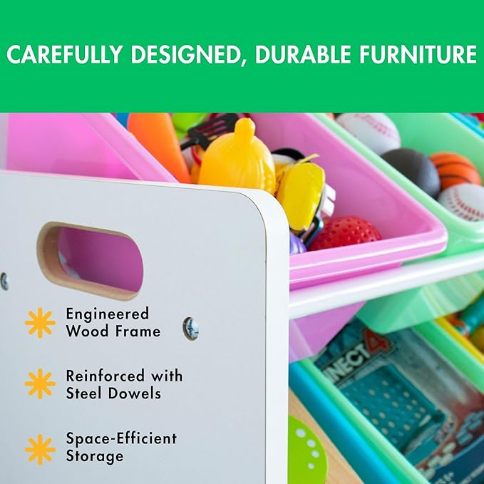 Humble Crew Kids' Toy Storage Organizer, White/Pastel (WO560P)