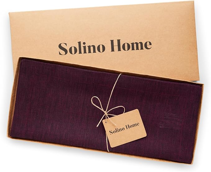 Solino Home 100% Pure Linen Table Runner Burgundy Woven, Athena 14 x 60 in | - Image 6