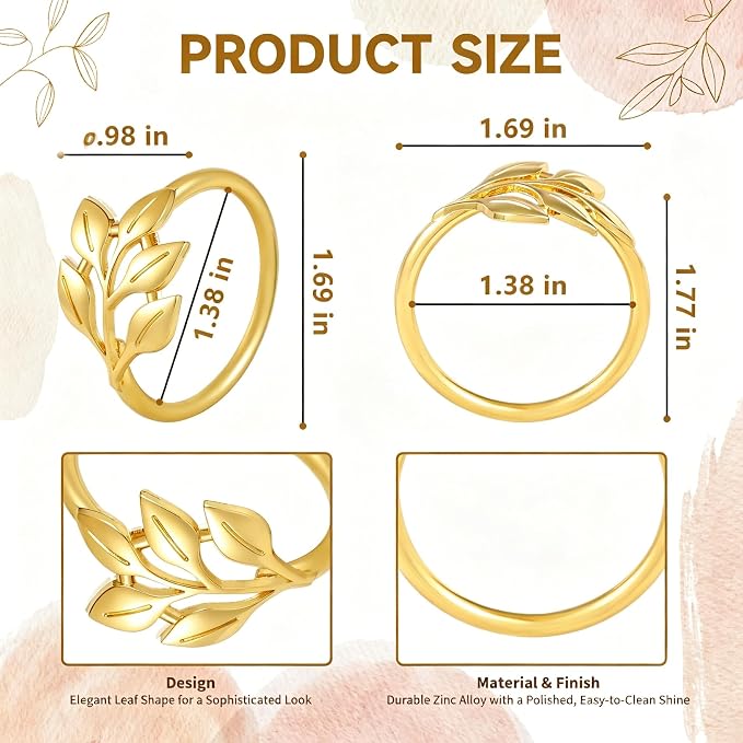 Napkin Rings Set of 12, Shiny Gold Napkin Rings, Easy Care, Solid Zinc Alloy - Image 4