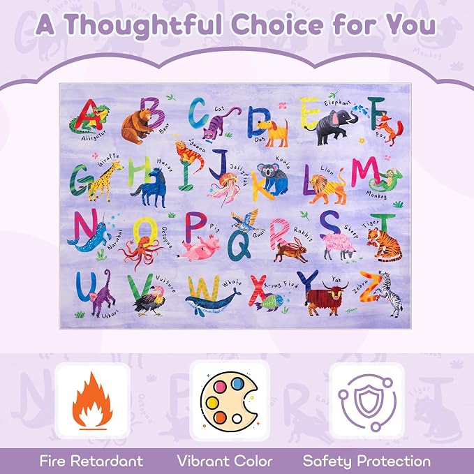 6x9 ABC Classroom Rug for Kids Playroom, Alphabet Rug - Image 5