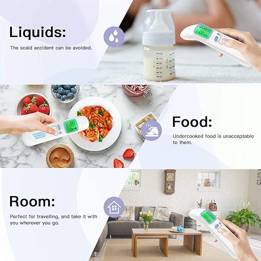 GoodBaby Touchless Thermometer for Adults,Forehead and Ear LCD Display Thermometer for Fever,Infrared Magnetic Thermometer for Baby Kids Surface and Room