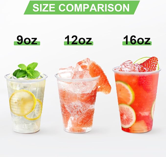 Lamosi 500 Count 9 oz Clear Plastic Cups, Disposable Cold Drinking Cups | - Image 4