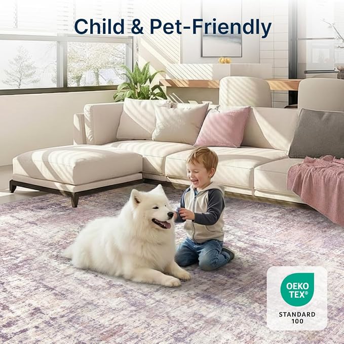 4x6 Area Rugs Washable Living Room Rug-No Slip Soft Carpets Modern Abstract - Image 4