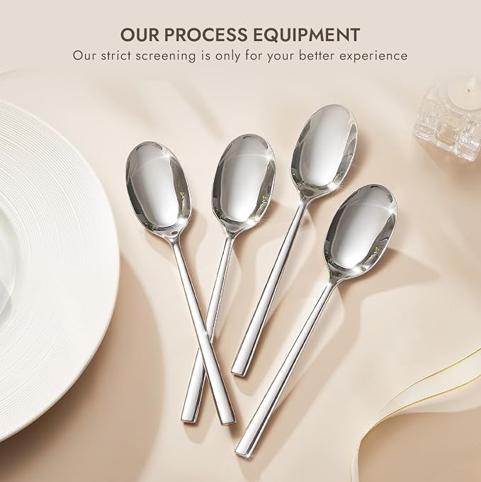 4 Piece Dinner Spoons Set, Stainless Steel Spoons | Forged Stainless Steel - Image 4