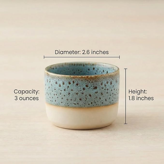 Ceramic Espresso Cups 3oz Small Modern Coffee Cup Thick Walled, Handleless - Image 3