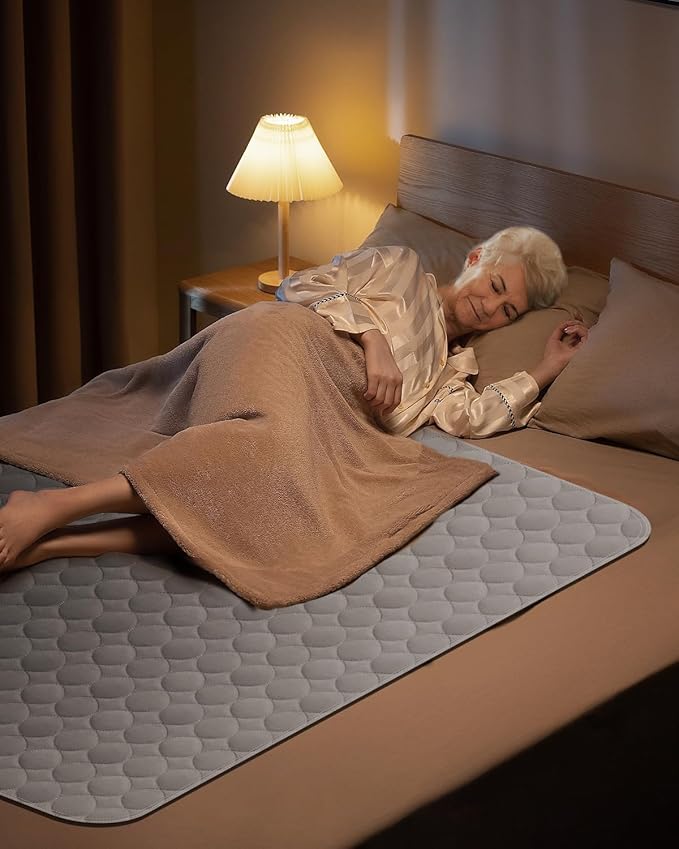 Washable Bed Pads 34" x 36" - 8 Pack, Grey, Waterproof Bed Pads for Incontinence, Bed Wetting Pads for Bed, Sofa, Floor, Resuable Underpads for Adults, Seniors, Pet