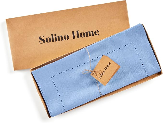 Solino Home 100% Pure Linen Table Runner Cornflower Blue Woven, 14 x 144 in | - Image 5