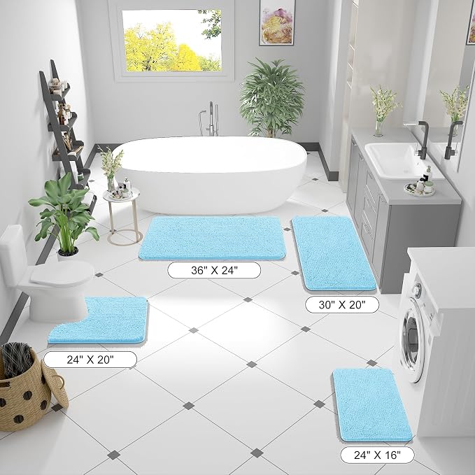 OLANLY Bathroom Runner Rugs 59x24, Soft Absorbent Chenille Bath Rugs, Rubber - Image 2