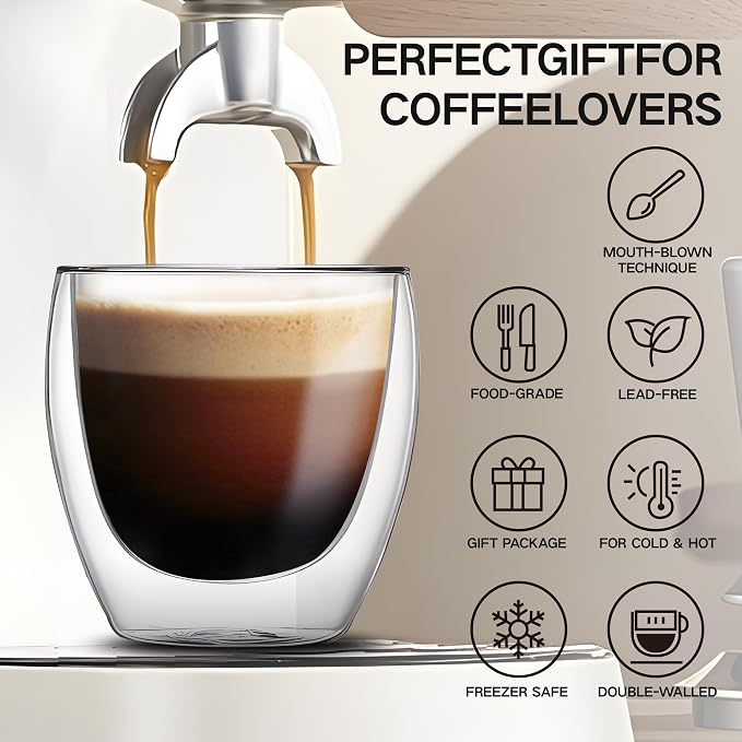 YMMIND Set of 4 Double Walled Glass Coffee Mugs 3 Ounces Insulated Layer Coffee - Image 3
