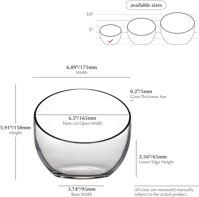 WGVI Clear Slant Cut Bowl Glass Vase, Glass Terrarium, Candy Dish, Slant Cut - Image 2
