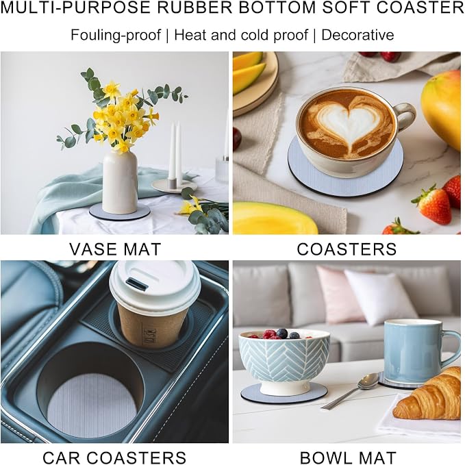 Farmhouse Blue Thin Lines Coasters Set of 6, Absorbent Coasters - Image 6