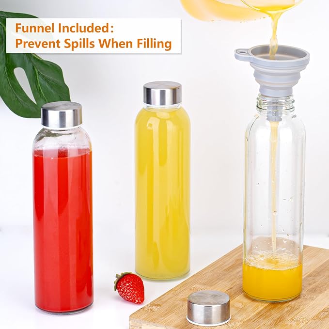 Zukro 18 oz Clear Glass Juice Bottles - Image 8