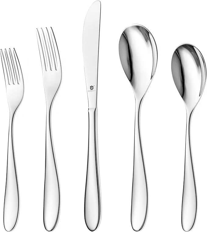 Silverware Set for 8 | 18/10 Stainless Steel Flatware Set | Mirror Finish by DANIALLI