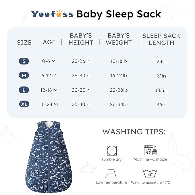 Yoofoss Baby Sleep Sack 0-6 Months, TOG 2.5 Baby Wearable Blanket with 2-Way Zipper, 100% Organic Cotton Fabric Winter Newborn Sleeping Sack, Warm Soft Comfy