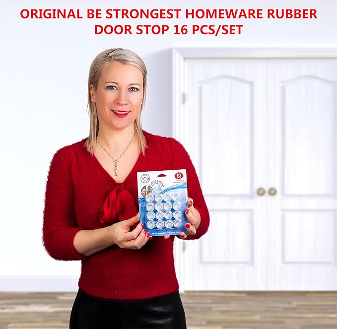 Door Stoppers Wall Protector [16 Pack] Wall Door Stop Small Size | Rubber Door Bumpers Small Size | Self Adhesive Door Stopper | Shower Door Bumpers | Clear Stick on Headboard Stoppers Rubber Bumpers