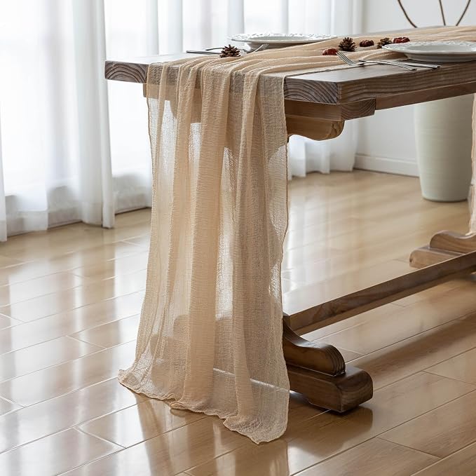 10Pcs Deep Beige Cheesecloth Table Runner 120 Inches - Image 5