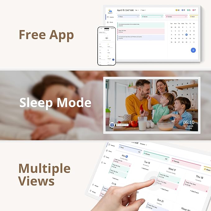 Dragon Touch 27 inch Digital Calendar Chore Chart – Interactive Touchscreen, Smart Family Planner, Hearth Display Desk Digital Calendar Seamless Scheduling