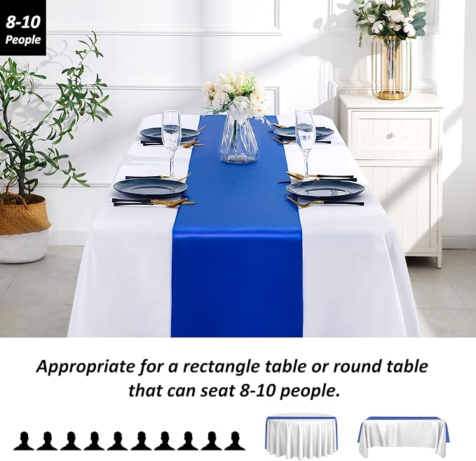 SiinvdaBZX 4 Pcs Royal Blue Satin Table Runner 12 x 108 inches Long | Bright - Image 3